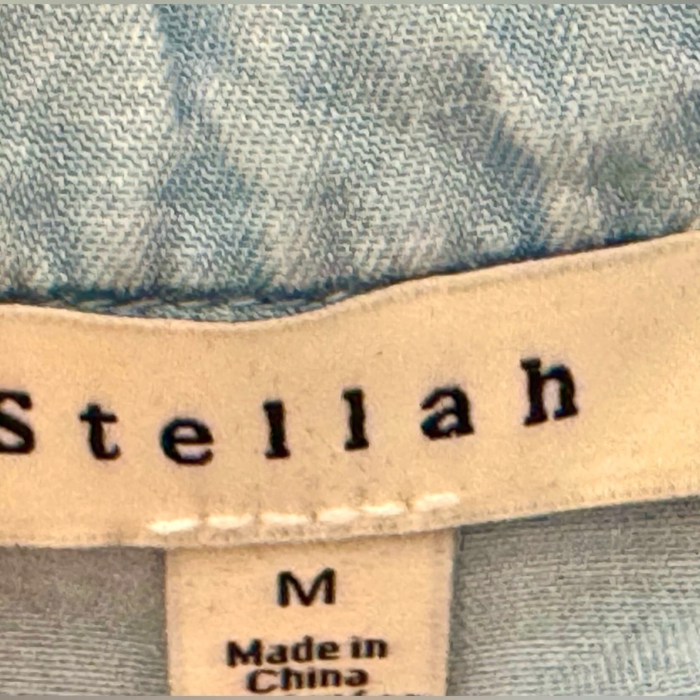 Stellah Sz M Chambray Blue Ruffle Blouse - Picture 5 of 5